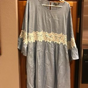 Blue and white striped dress